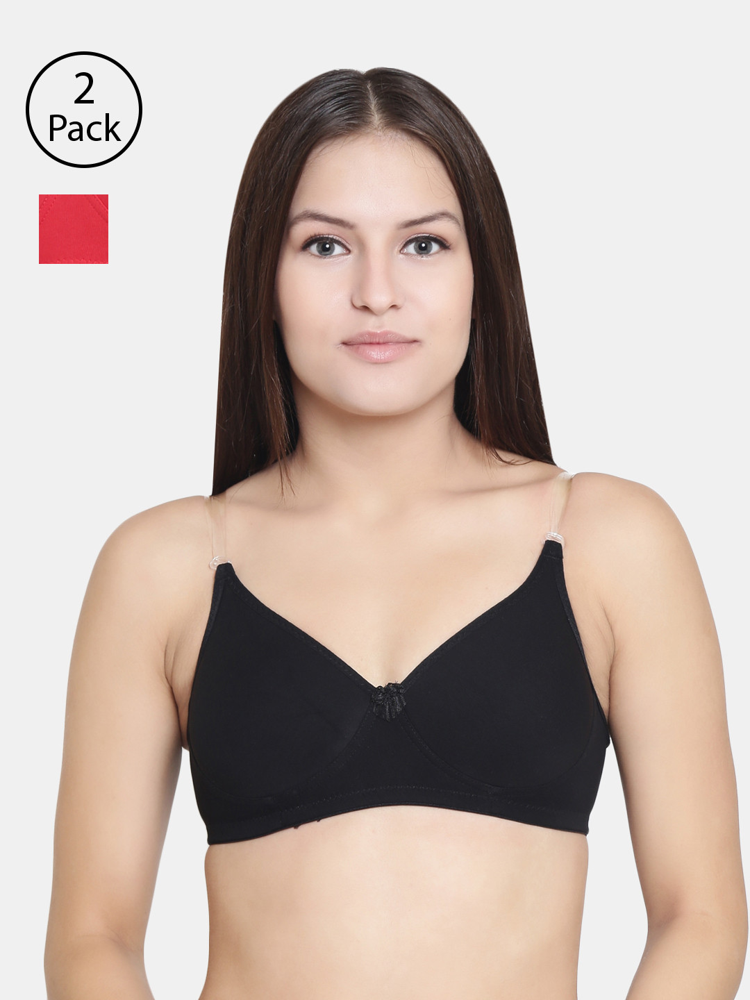 

Floret Pack of 2 Solid Non-Wired Lightly Padded T-shirt Bras F20560, Black