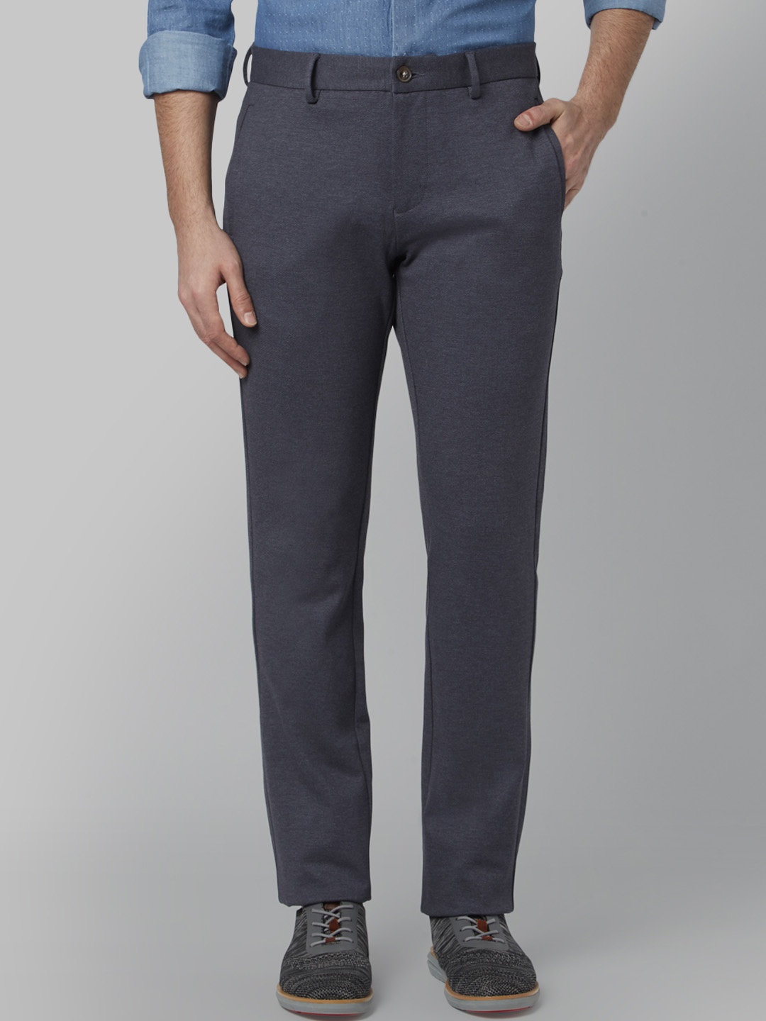 

Park Avenue Men Blue Regular Fit Self Design Formal Trousers