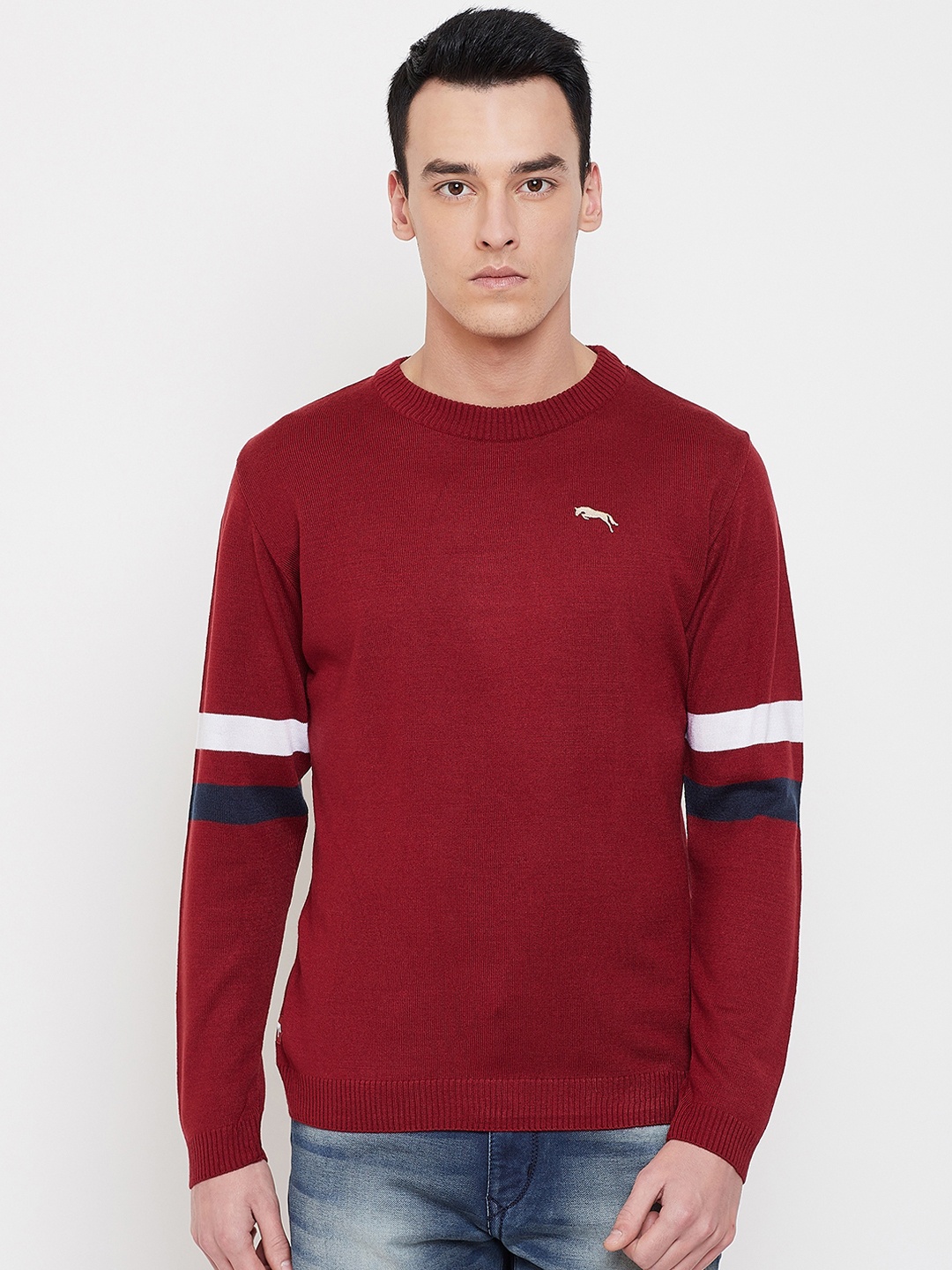 

JUMP USA Men Maroon Solid Acrylic Pullover Sweater