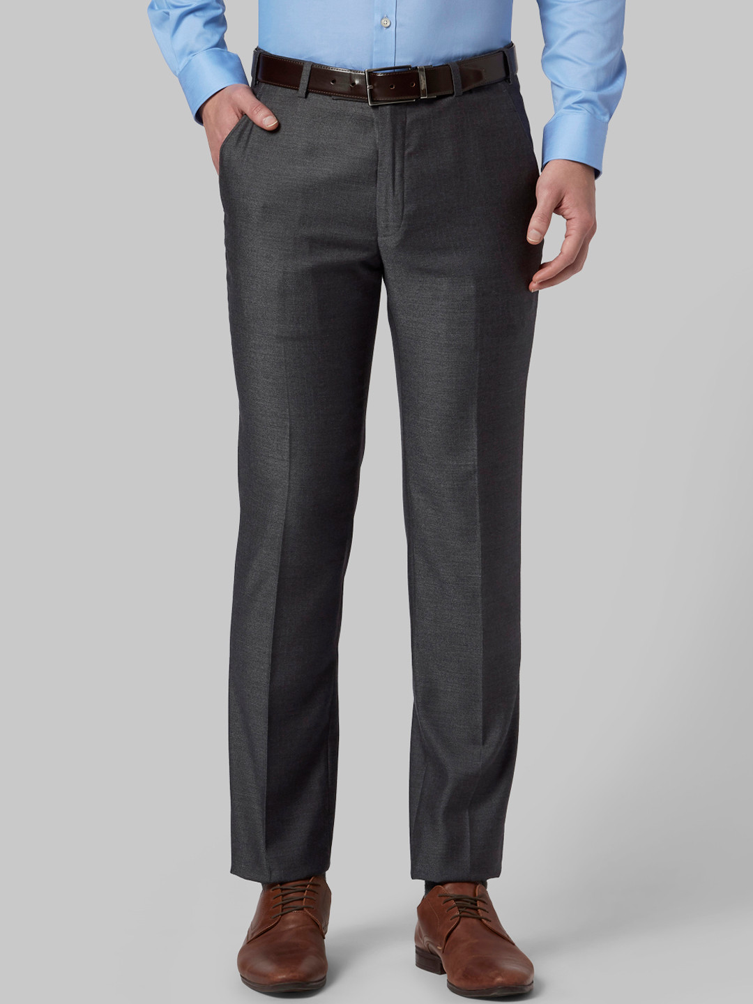 

Park Avenue Men Grey Slim Fit Self Design Formal Trousers