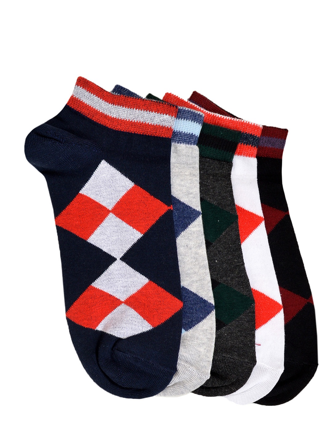

MARC Unisex Pack of 5 Patterned Ankle Length Socks, Multi