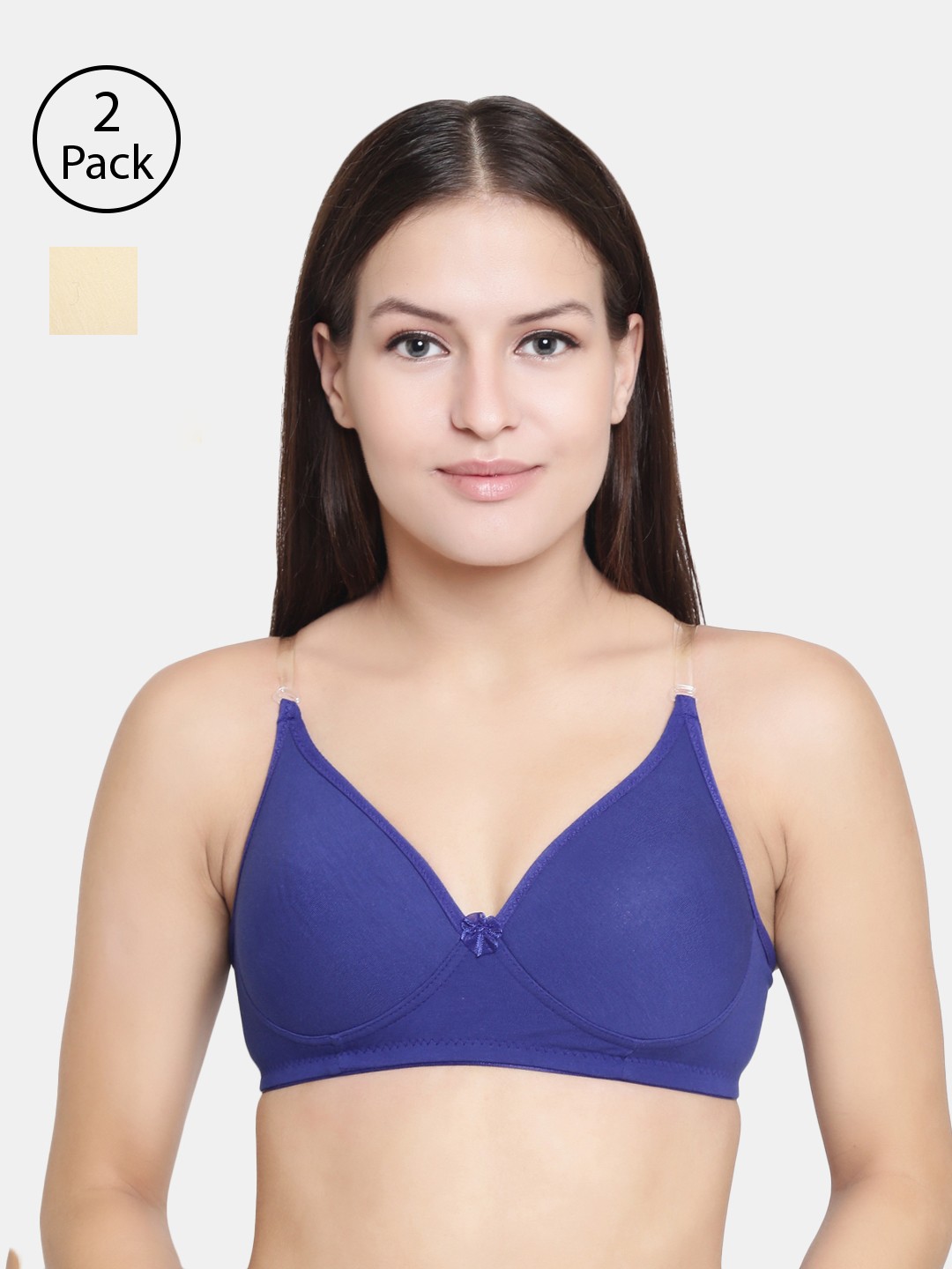 

Floret Pack Of 2 Solid Non-Wired Lightly Padded T-shirt Bra F20560, Beige