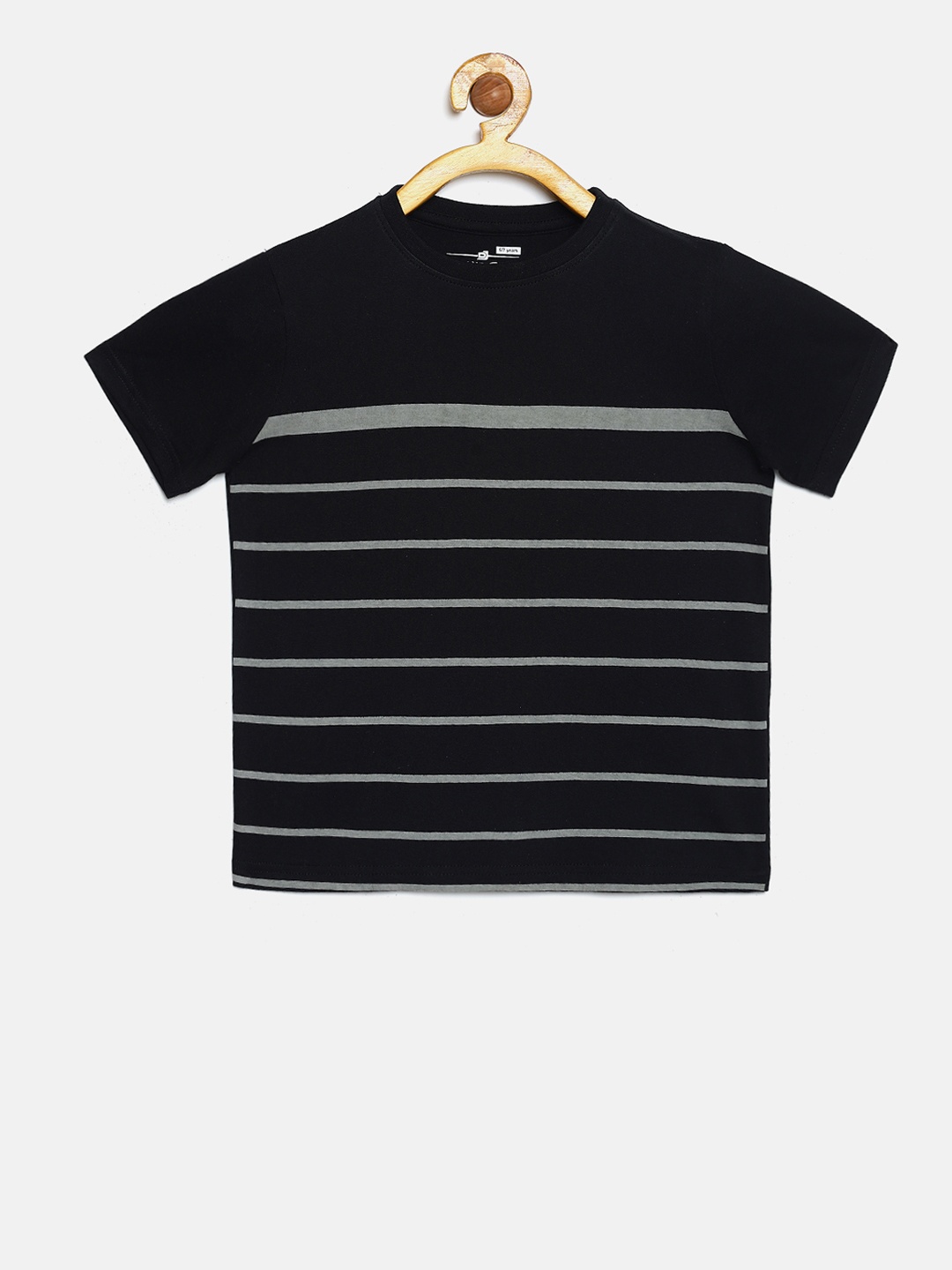 

DILLINGER Boys Black Striped Round Neck Pure Cotton T-shirt