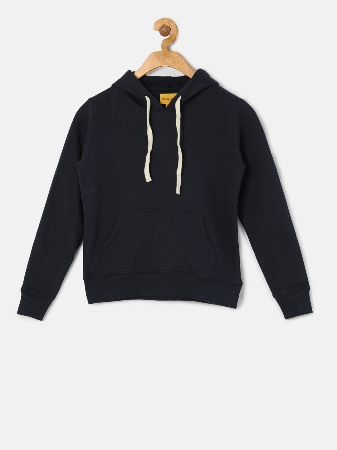 

Instafab Boys Navy Blue Solid Hooded Sweatshirt