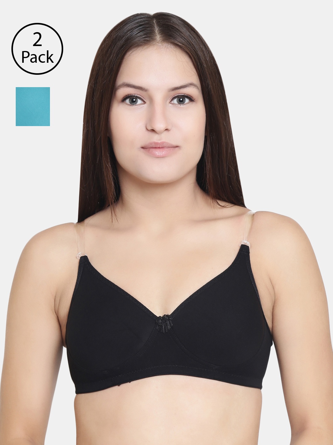 

Floret Black & Blue Solid Non-Wired Lightly Padded T-shirt Bra F20560