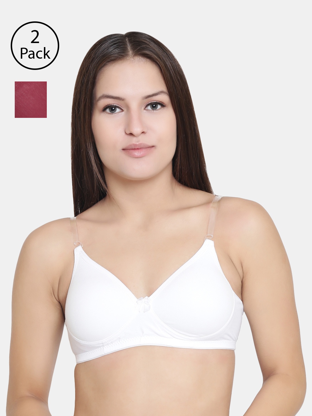 

Floret White & Maroon Solid Non-Wired Lightly Padded T-shirt Bra F20560