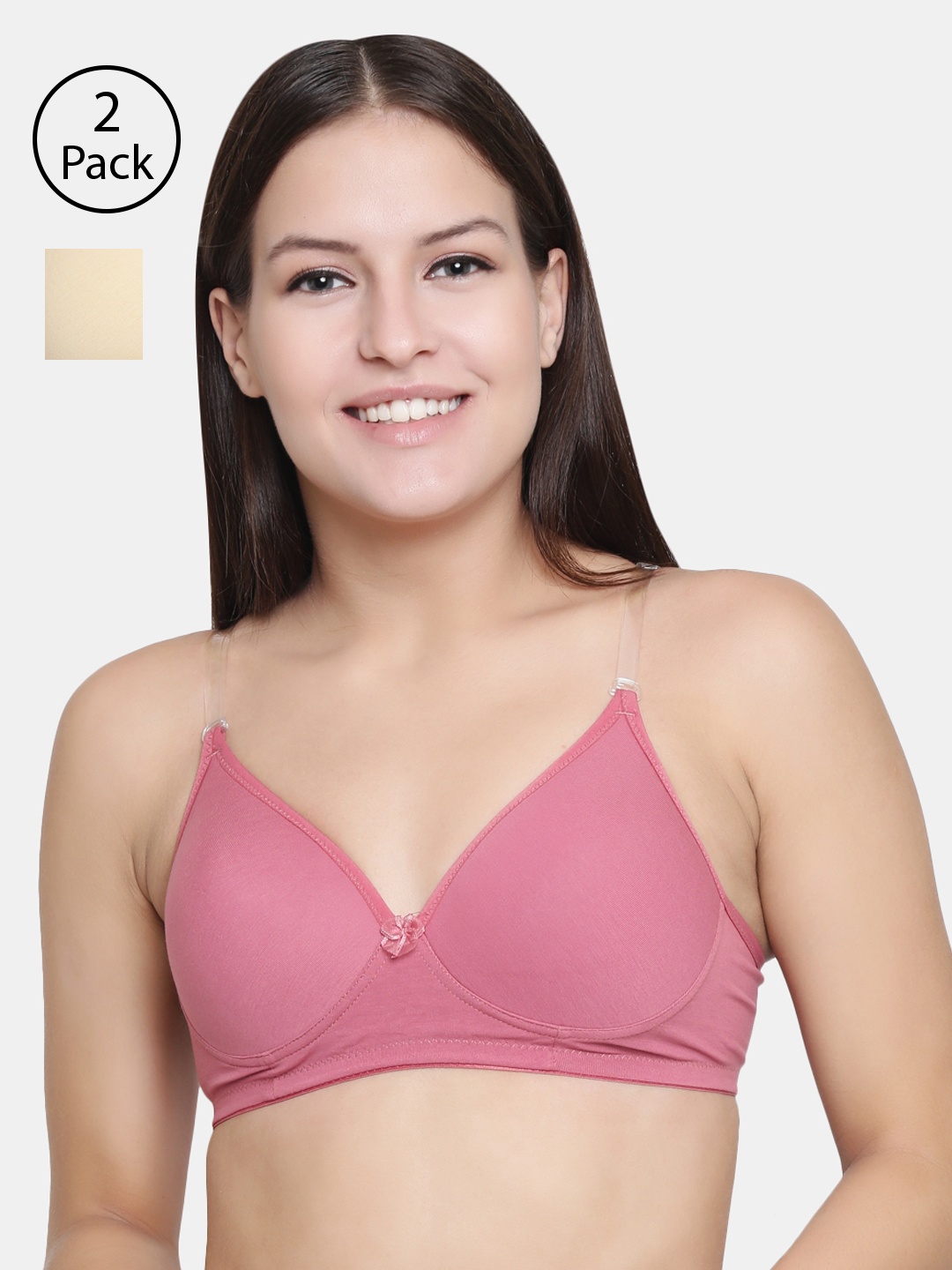 

Floret Pink & Beige Solid Non-Wired Lightly Padded T-shirt Bra F20560