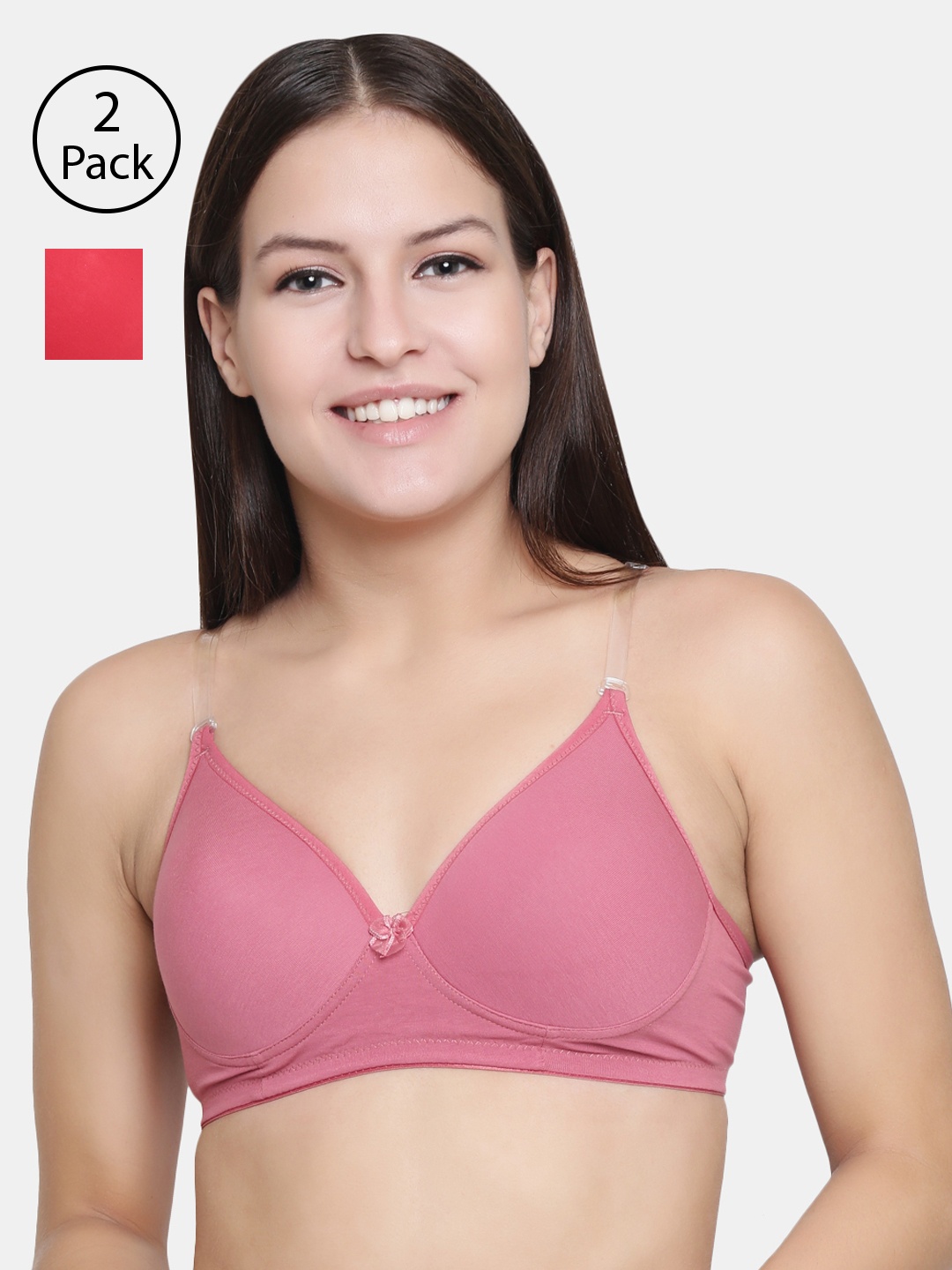 

Floret Pack of 2 Solid Non-Wired Lightly Padded T-shirt Bras F20560, Rose gold