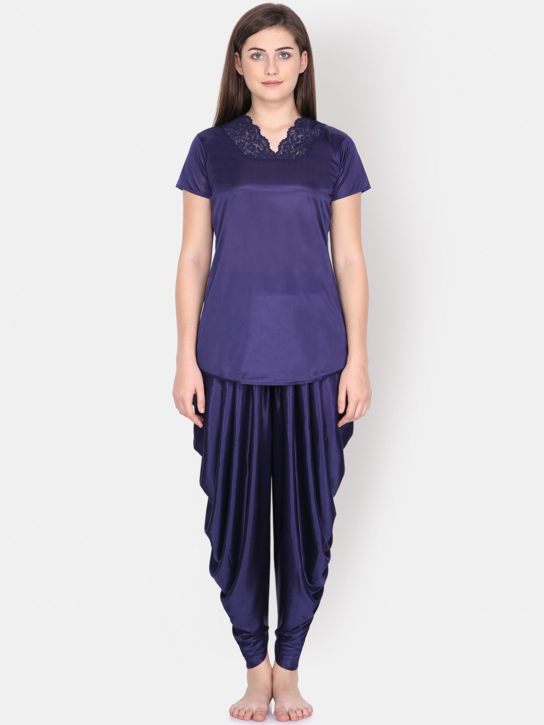 

Klamotten Women Navy Blue Solid Night Suit N71N-S