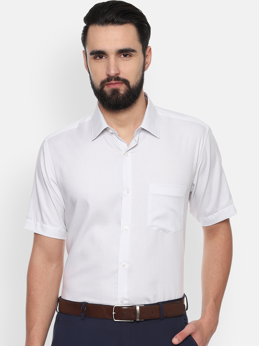 

Van Heusen Men White Checked Regular Fit Formal Shirt
