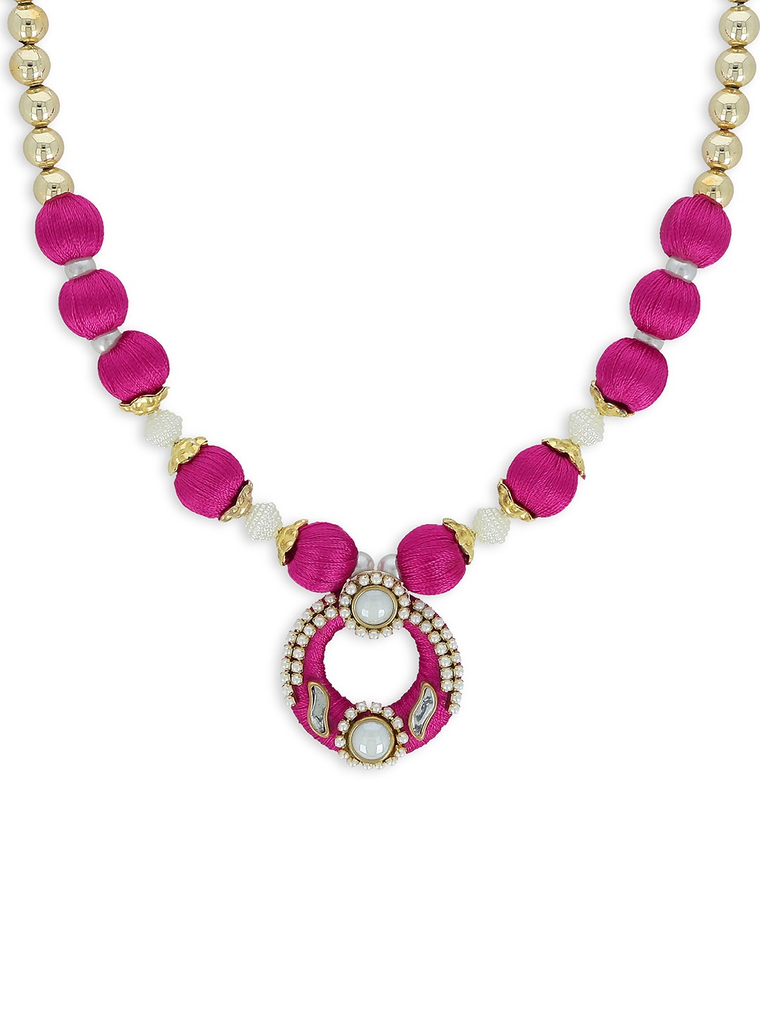 

AKSHARA Girls Gold-Plated & Pink Handcrafted Necklace