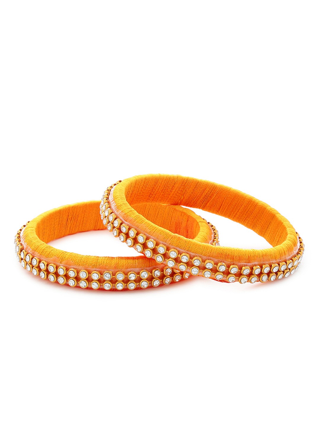 

AKSHARA Girls Set of 2 Yellow & Gold-Toned Stone-Studded Handcrafted Bangles