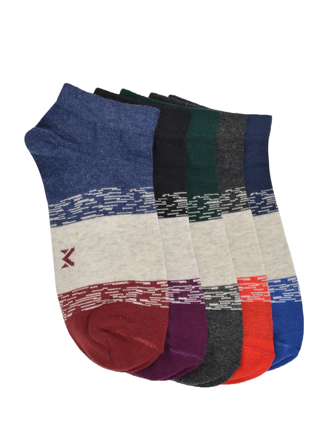 

MARC Unisex Pack of 5 Colourblocked Ankle Length Socks, Multi