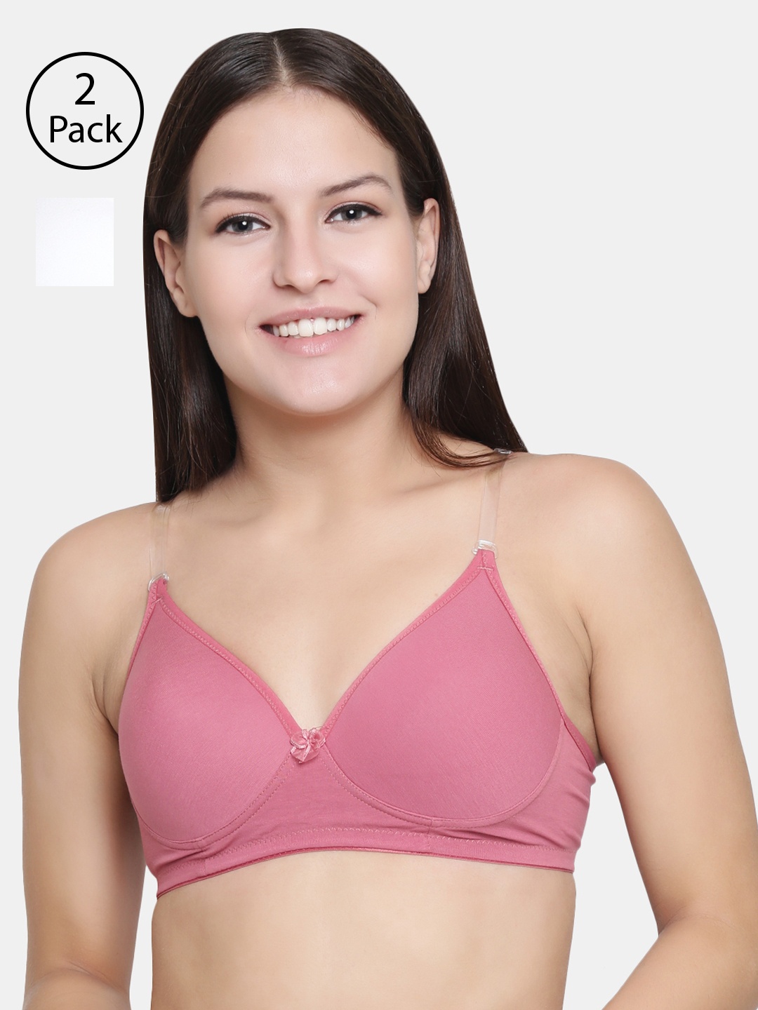

Floret Pink & White Solid Non-Wired Lightly Padded T-shirt Bra F20560