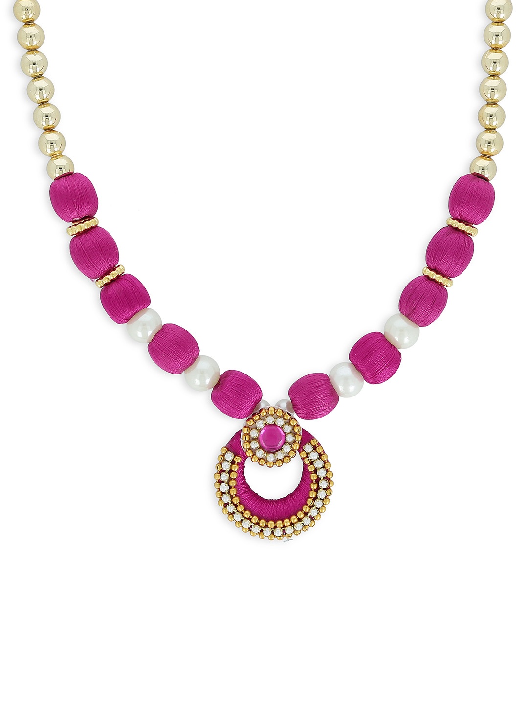

AKSHARA Girls Gold-Plated & Pink Handcrafted Necklace