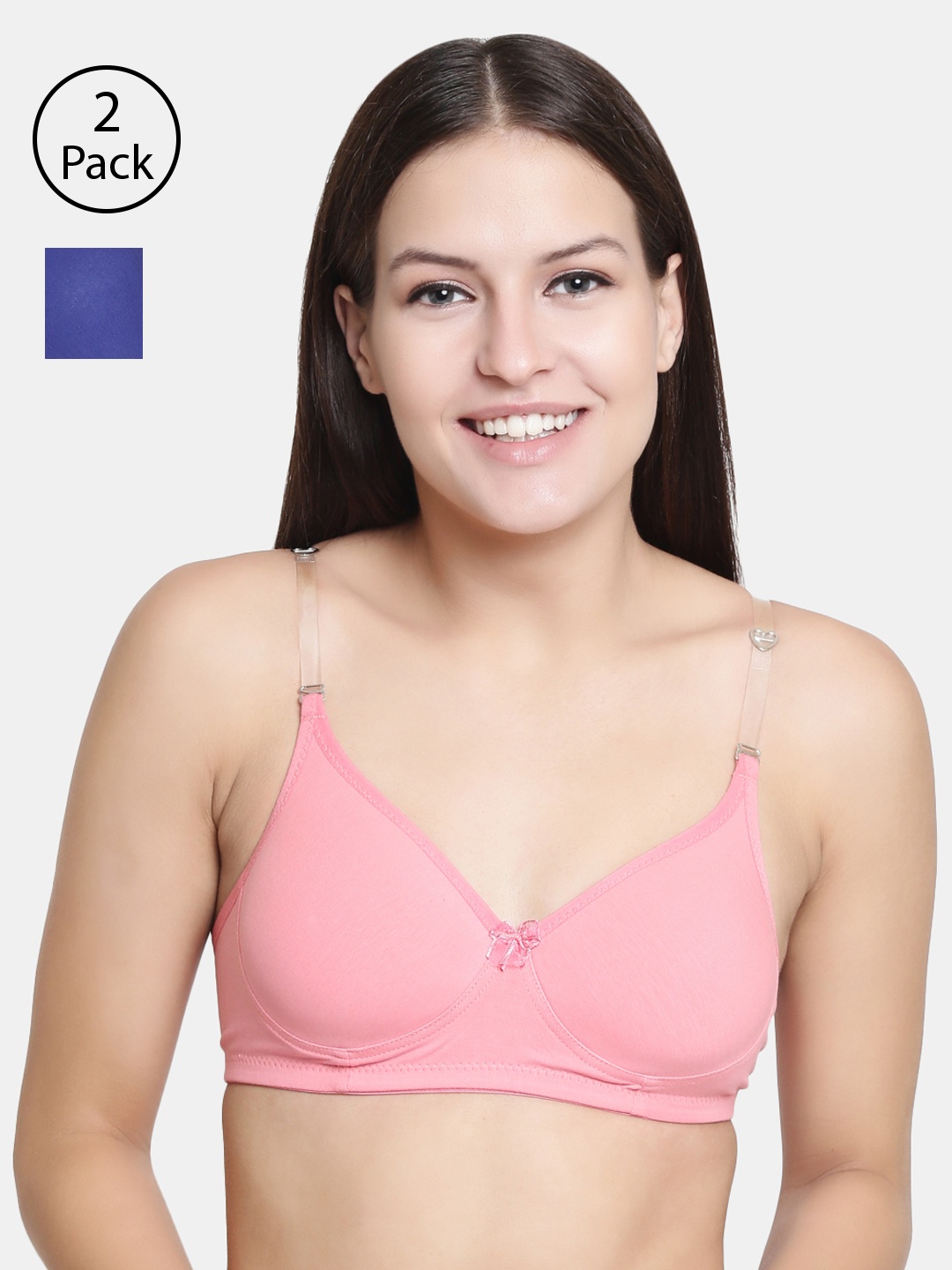 

Floret Pack of 2 Solid Non-Wired Lightly Padded T-shirt Bras F20560, Rose