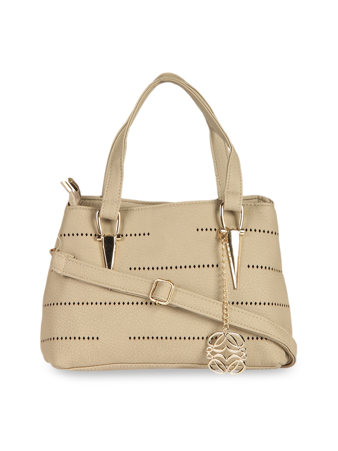 

red pout Beige Textured Handheld Bag