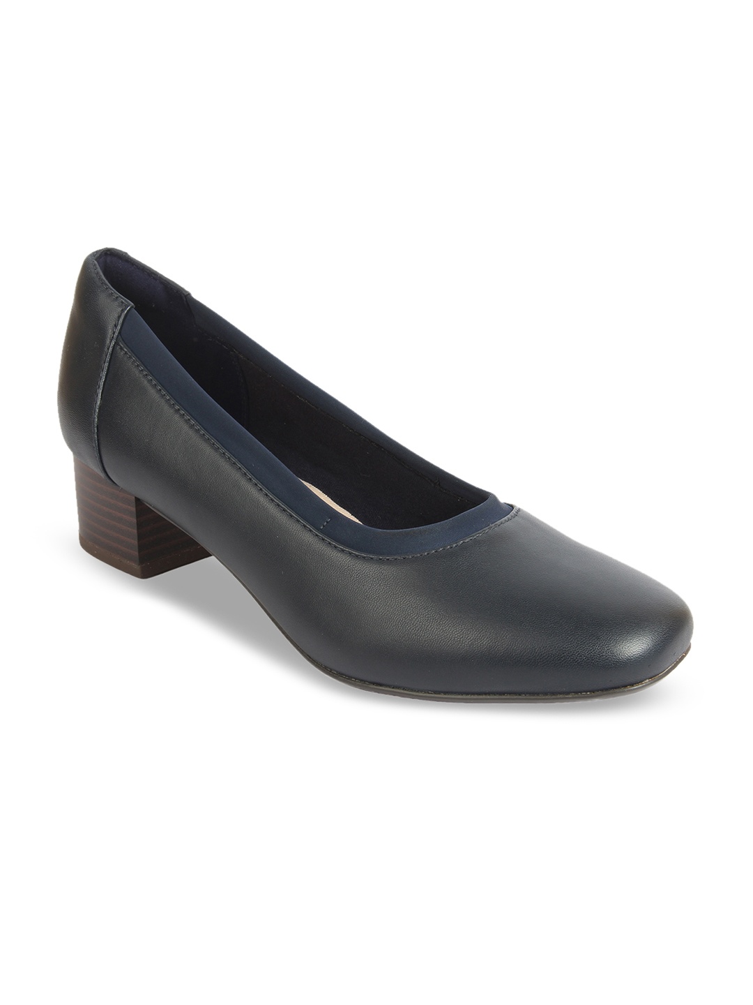 

Clarks Women Navy Blue Solid Leather Pumps