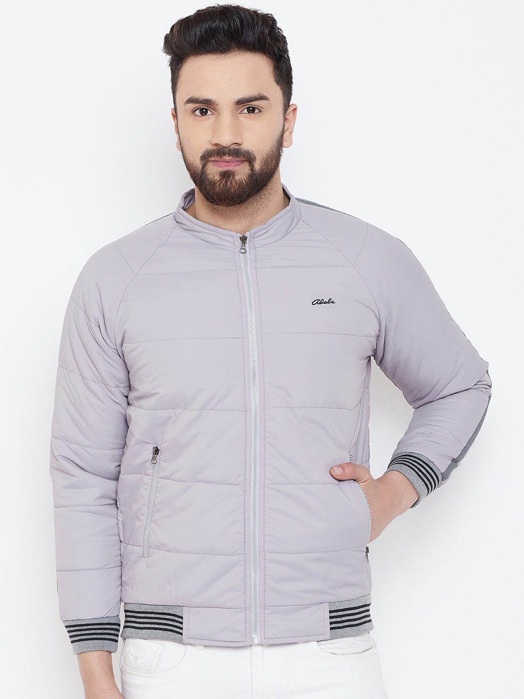 

Adobe Men Grey Solid Padded Jacket