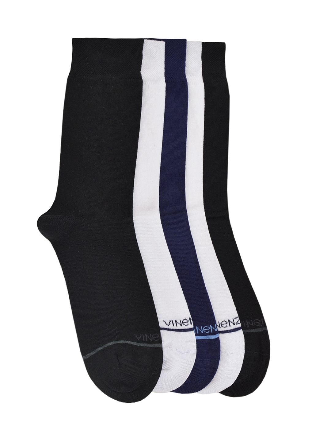 

VINENZIA Men Pack Of 5 Solid Calf Length Formal Socks, Black