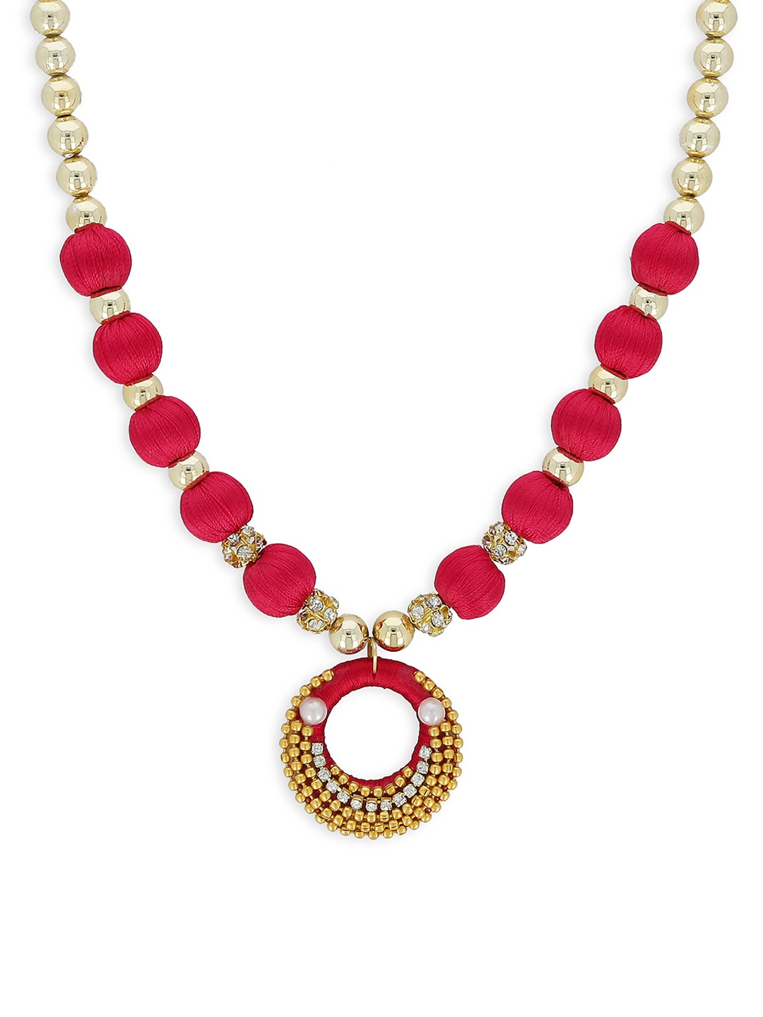

AKSHARA Girls Red Gold-Plated Handcrafted Necklace