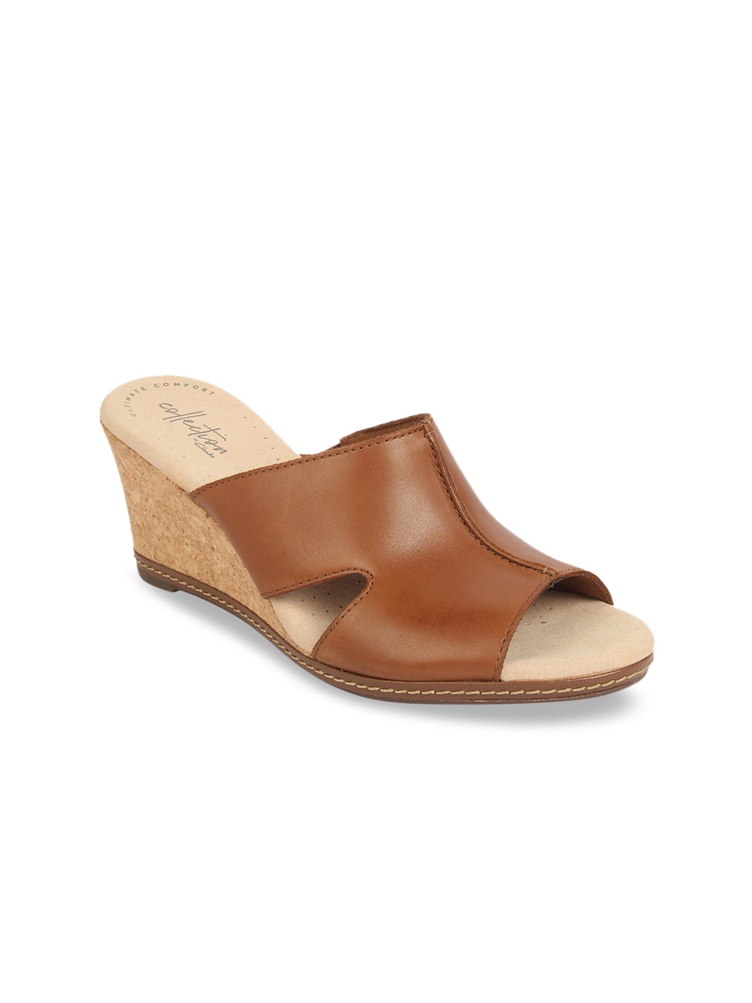 

Clarks Women Tan Brown Solid Leather Heels