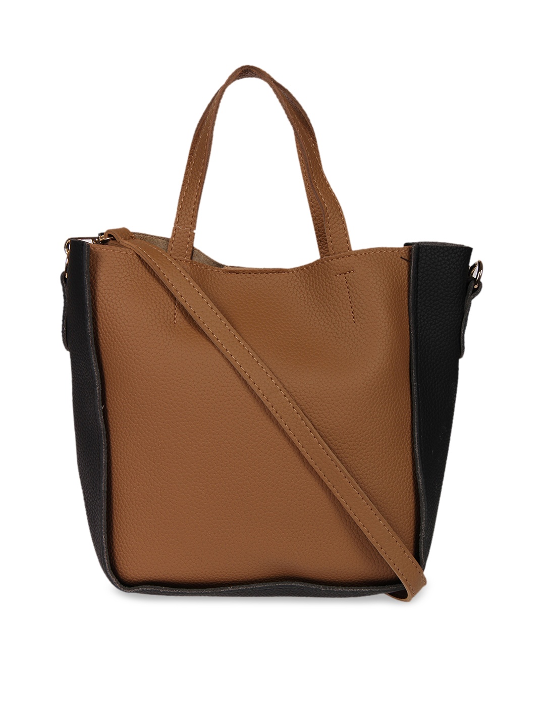

red pout Tan Brown & Black Colourblocked Handheld Bag
