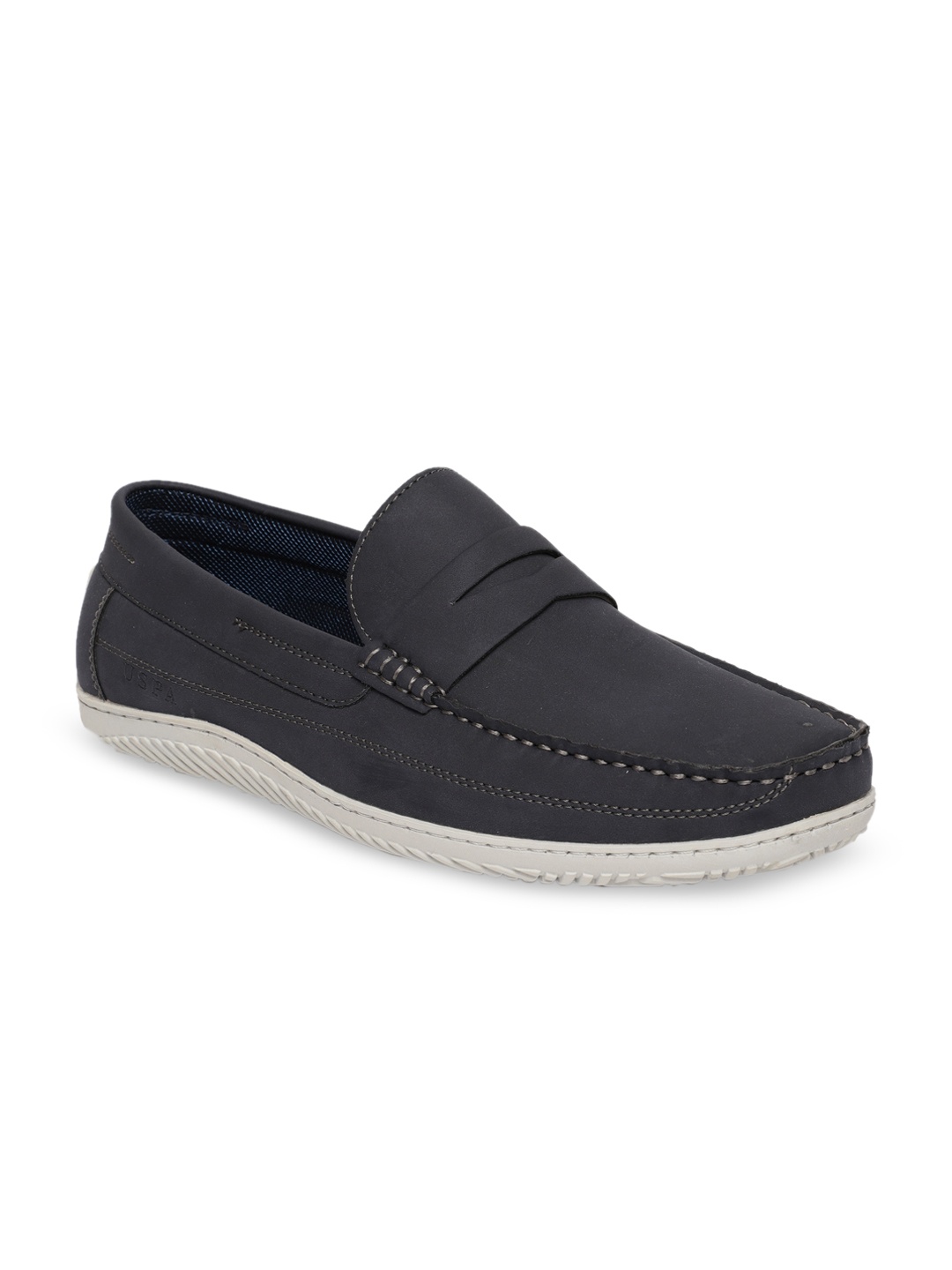 

U.S. Polo Assn. Men Navy Blue Solid Penny Loafers