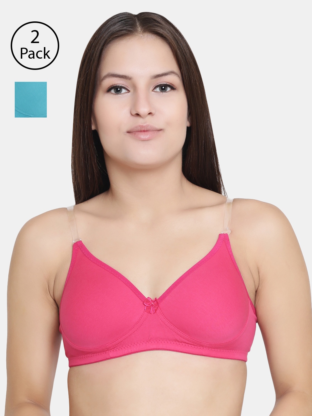 

Floret Pack of 2 Solid Non-Wired Lightly Padded T-shirt Bras, Magenta