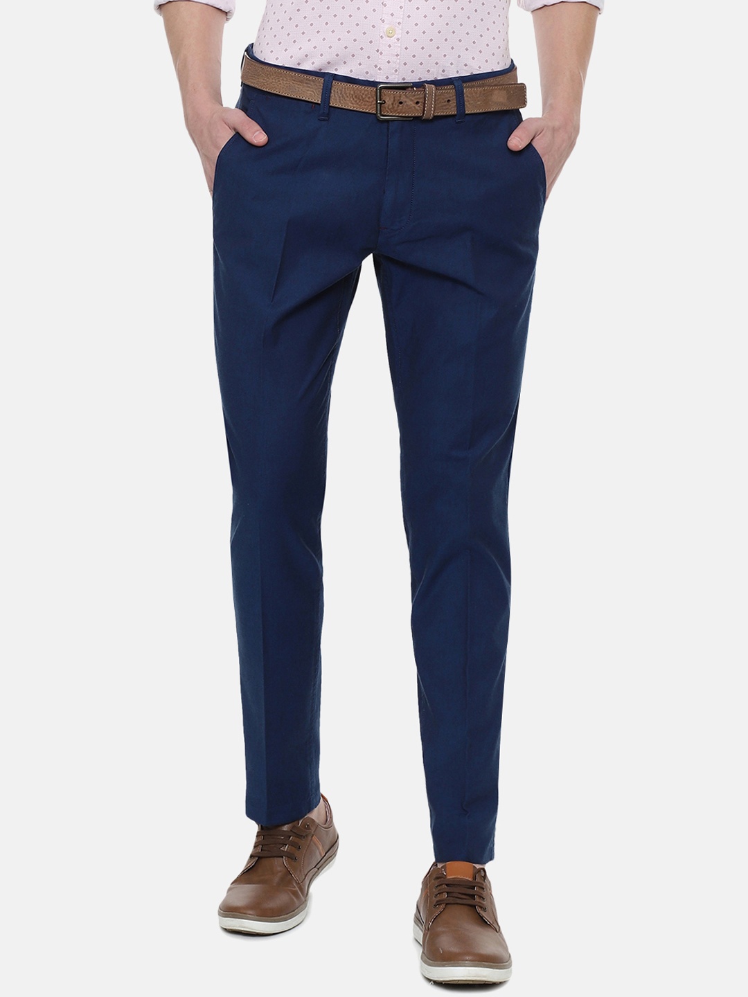 

Louis Philippe Men Navy Blue Slim Fit Solid Knitted Regular Trouser