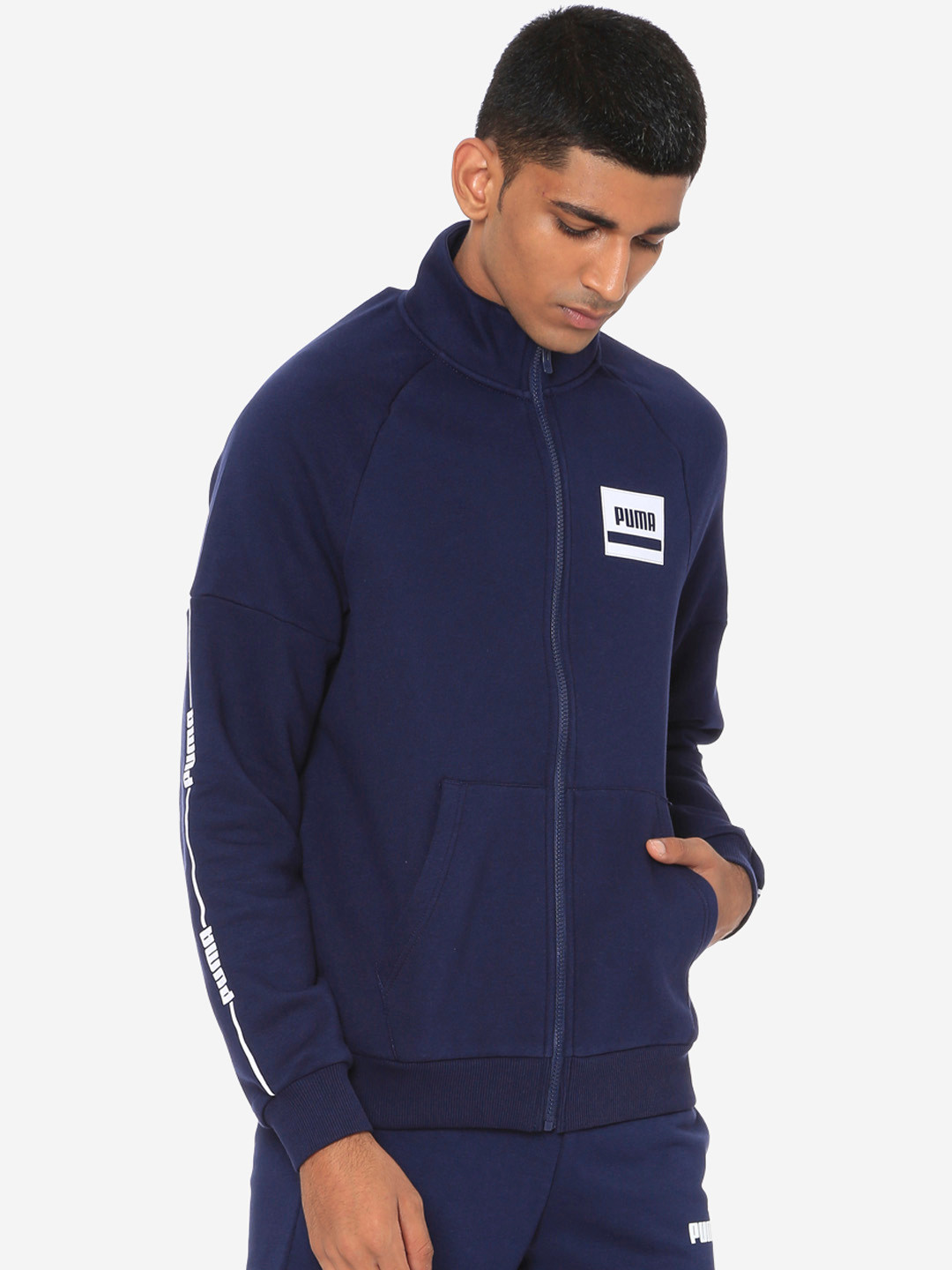 

Puma Men Navy Blue Solid Rebel Wire Bomber Track Jacket