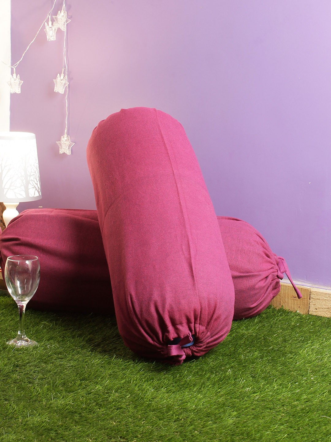 

Soumya Set of 2 Pink Solid Bolster Covers