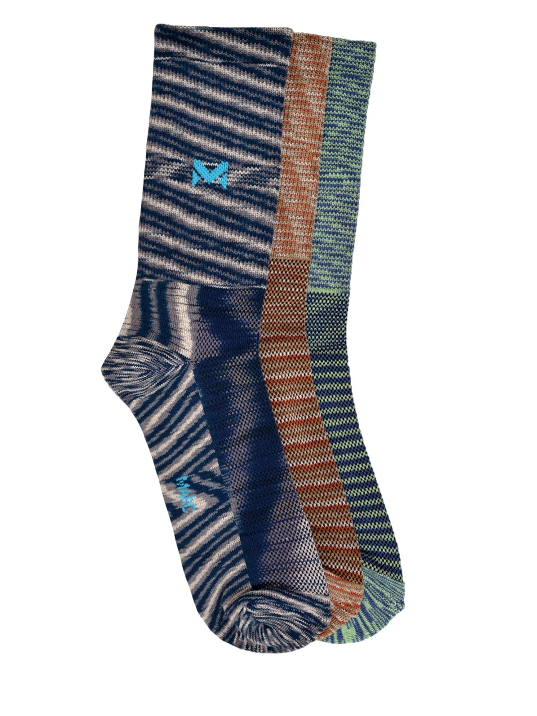 

MARC Men Pack Of 3 Patterned Calf Length Socks, Blue