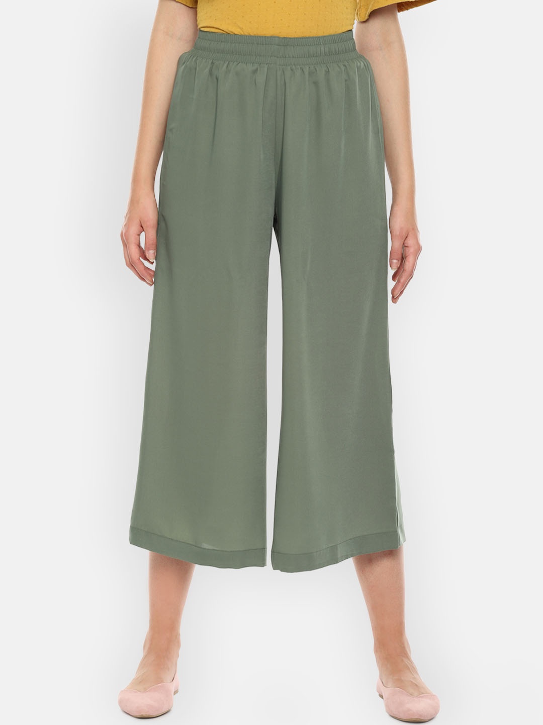 

Van Heusen Woman Women Olive Green Regular Fit Solid Culottes