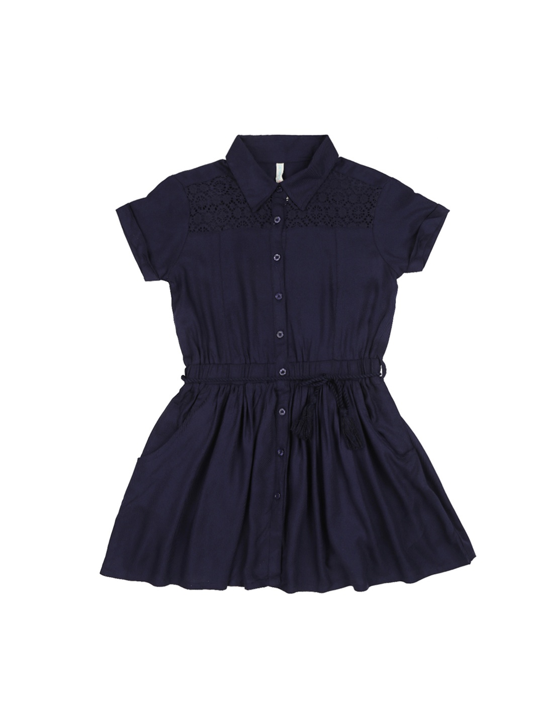 

Pantaloons Junior Girls Navy Blue Solid Shirt Style Top