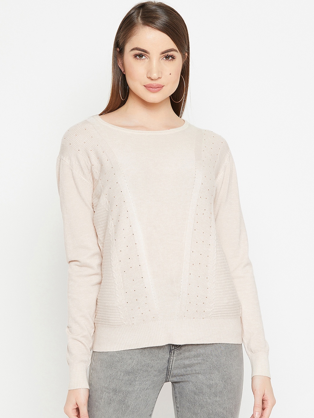 

Carlton London Women Beige Solid Pullover Sweater