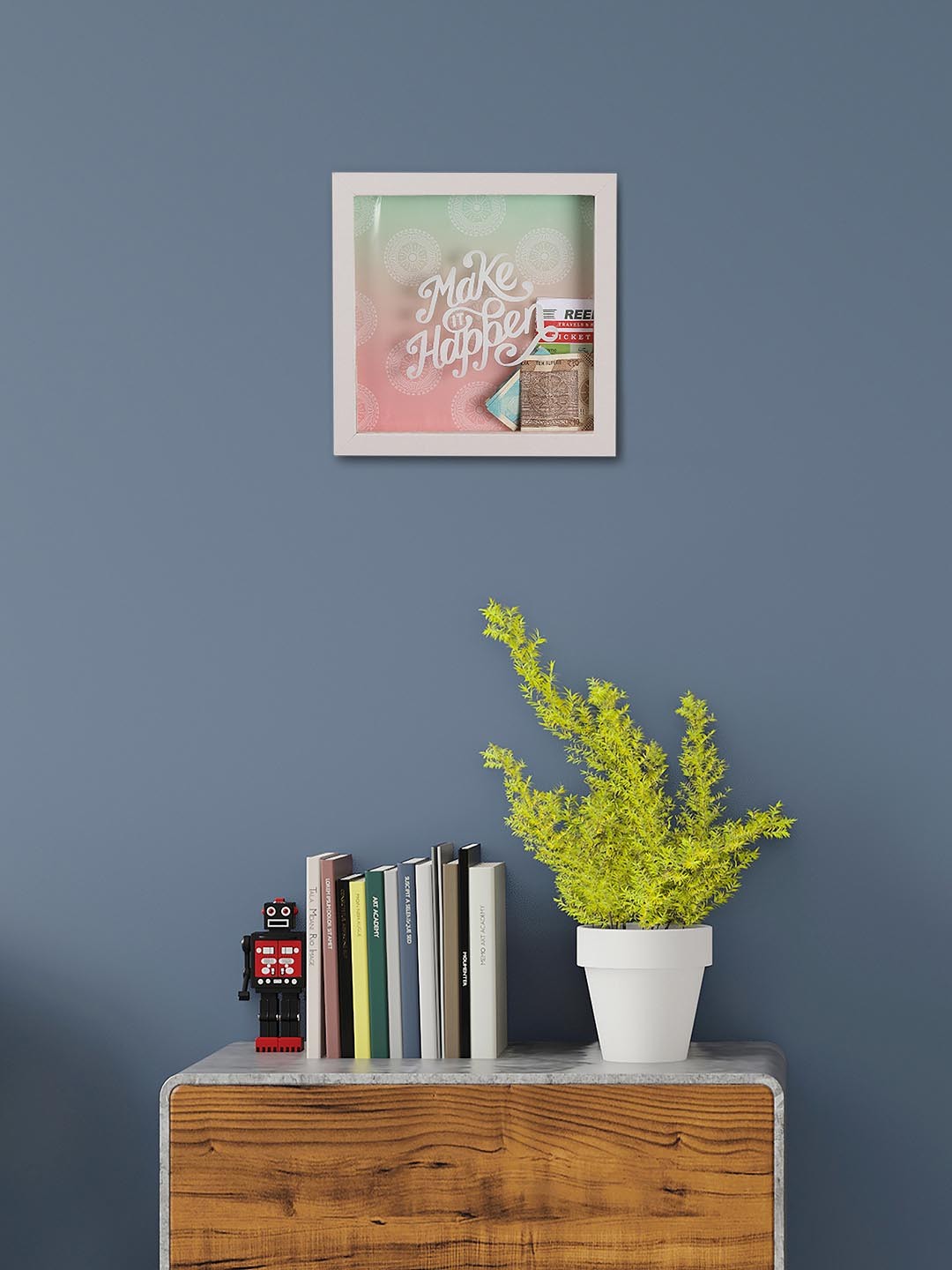 

Chumbak White & Pink Make It Happen Printed Storage Wall Dcor