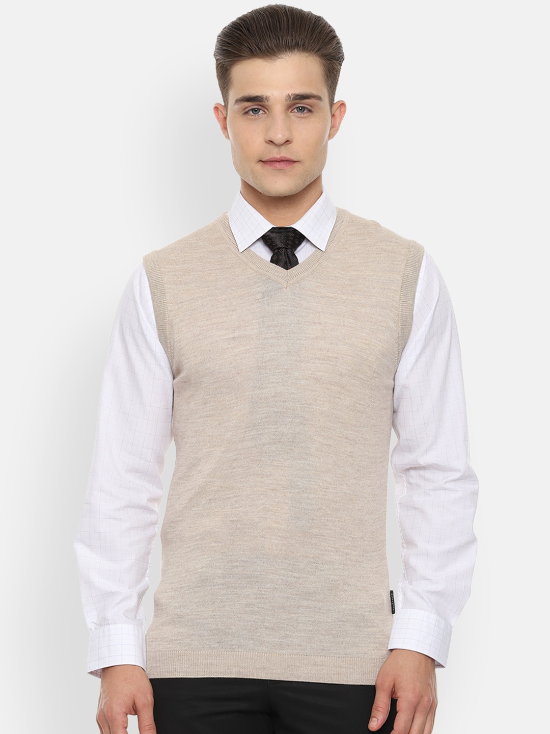 

Van Heusen Men Beige Self Design Pullover Sweater