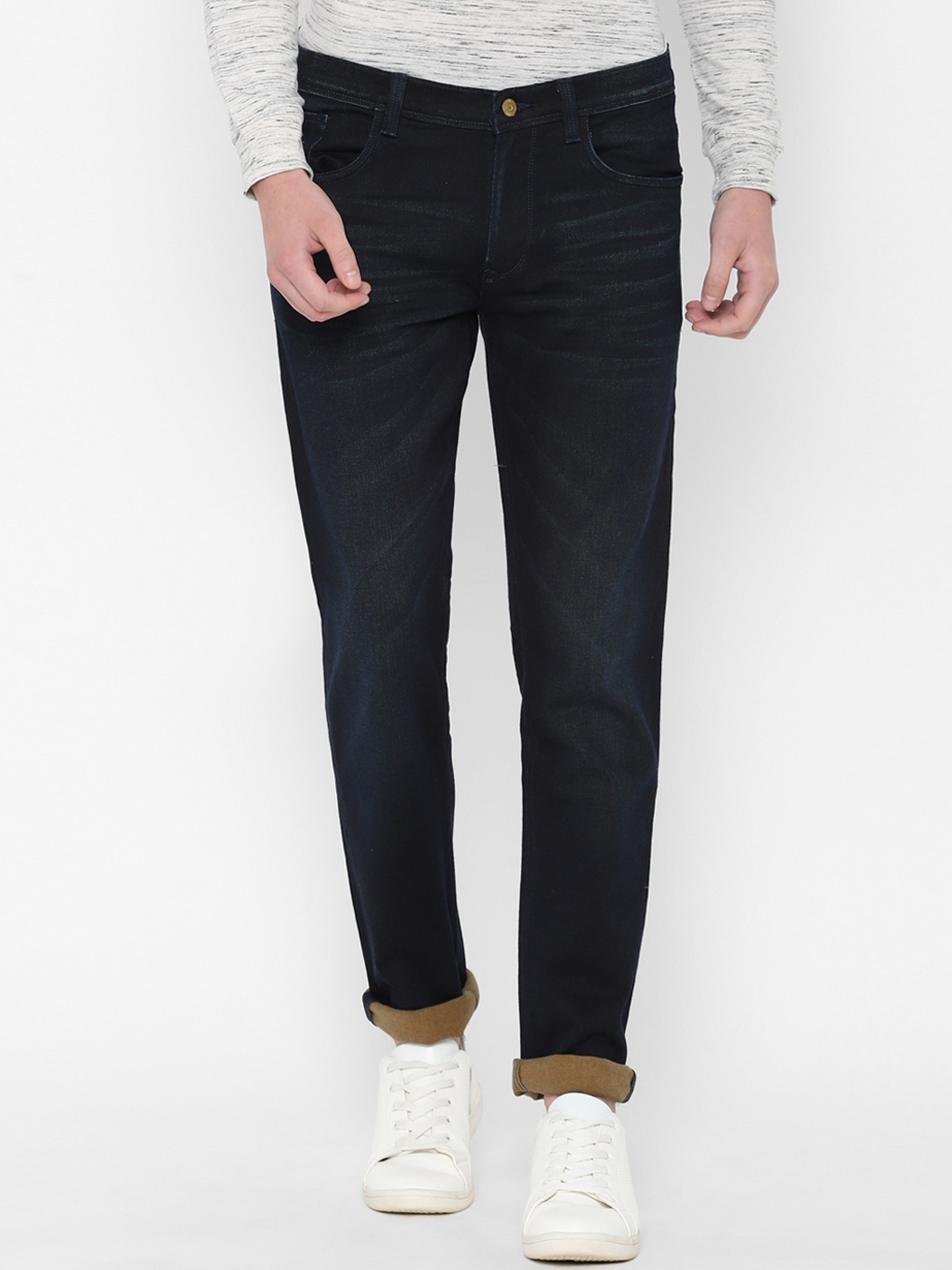 

Allen Solly Men Navy Blue Skinny Fit Mid-Rise Clean Look Stretchable Jeans