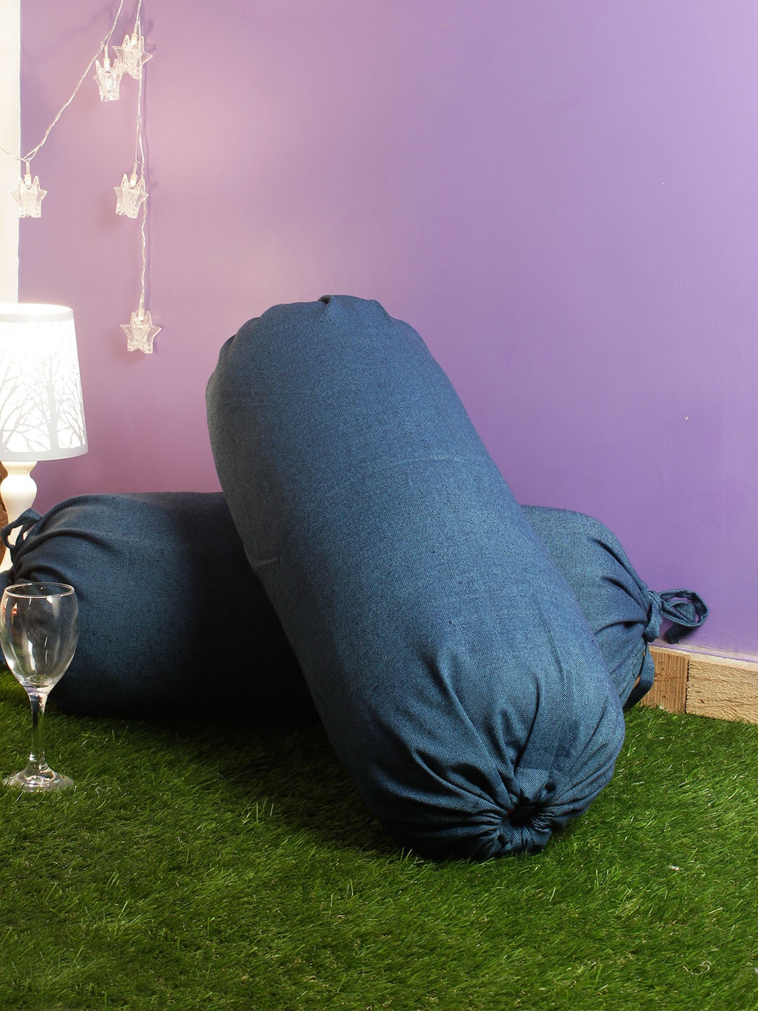 

Soumya Set of 2 Blue Solid Bolster Covers