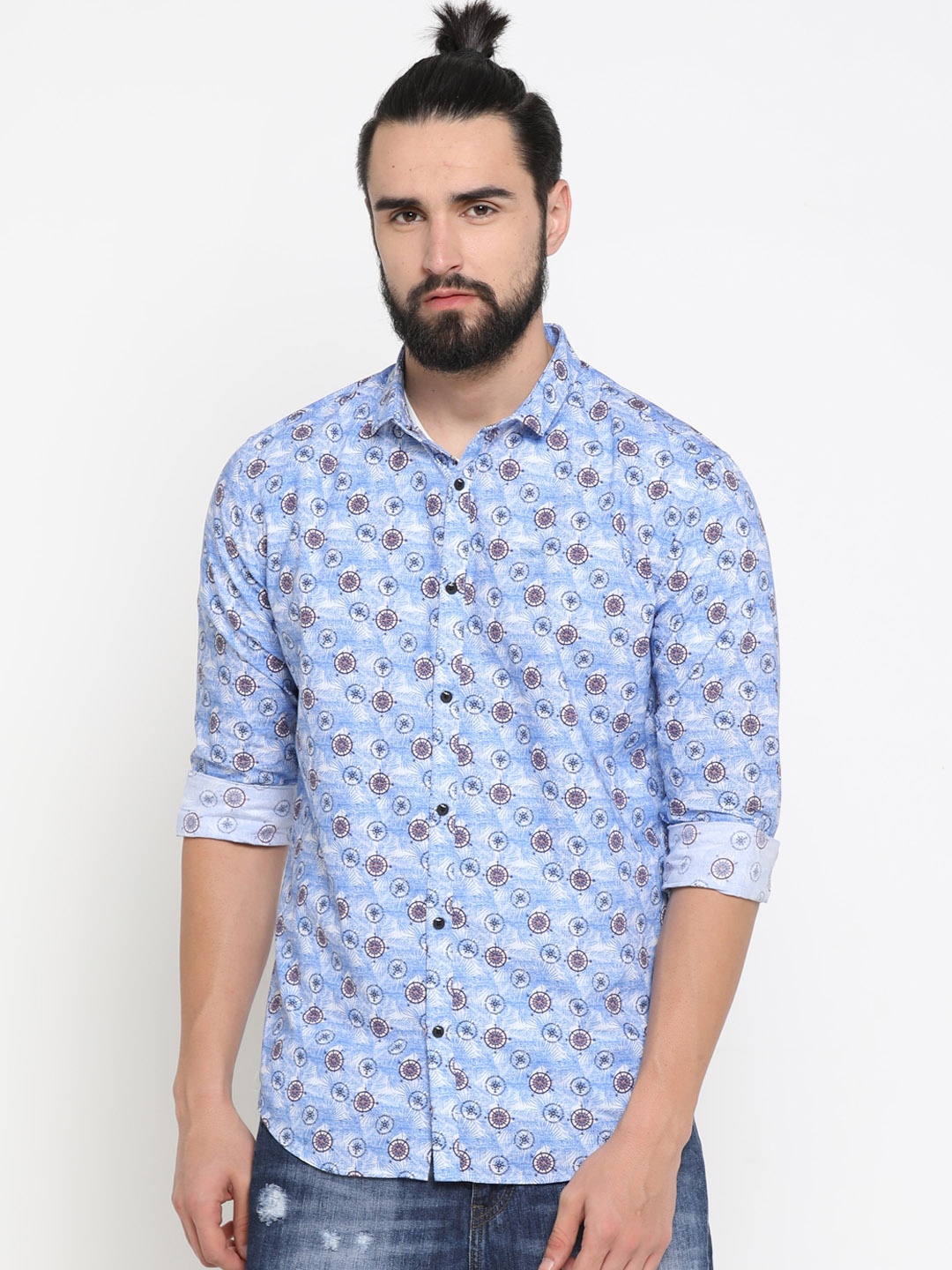 

SHOWOFF Men Blue Slim Fit Printed Casual Shirt