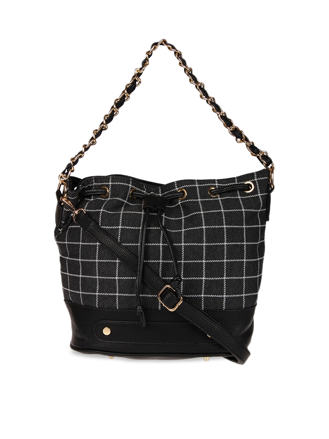 

red pout Black & White Checked Hobo Bag