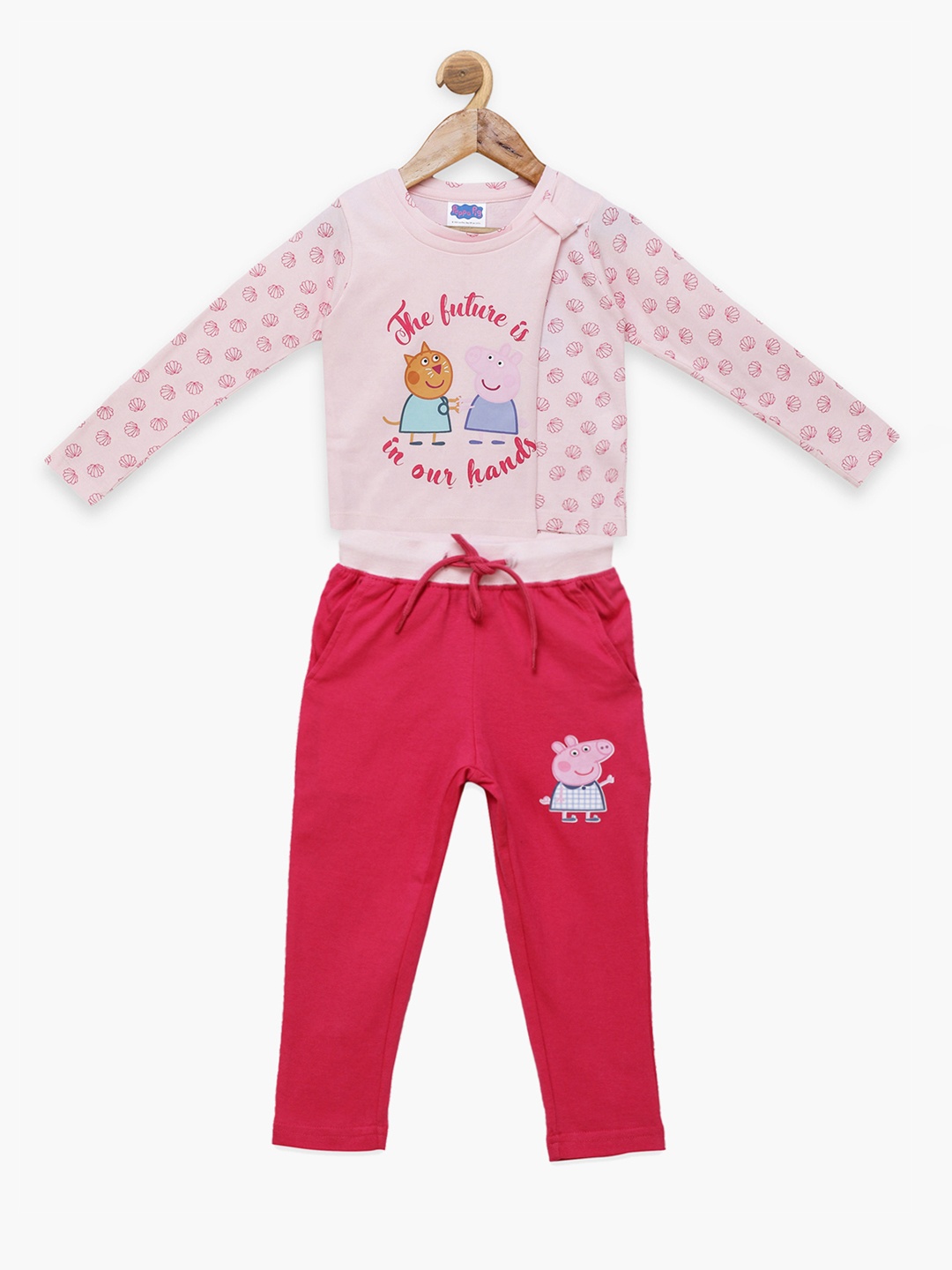 

toothless Girls Pink and Magenta Printed T-shirt with Trousers