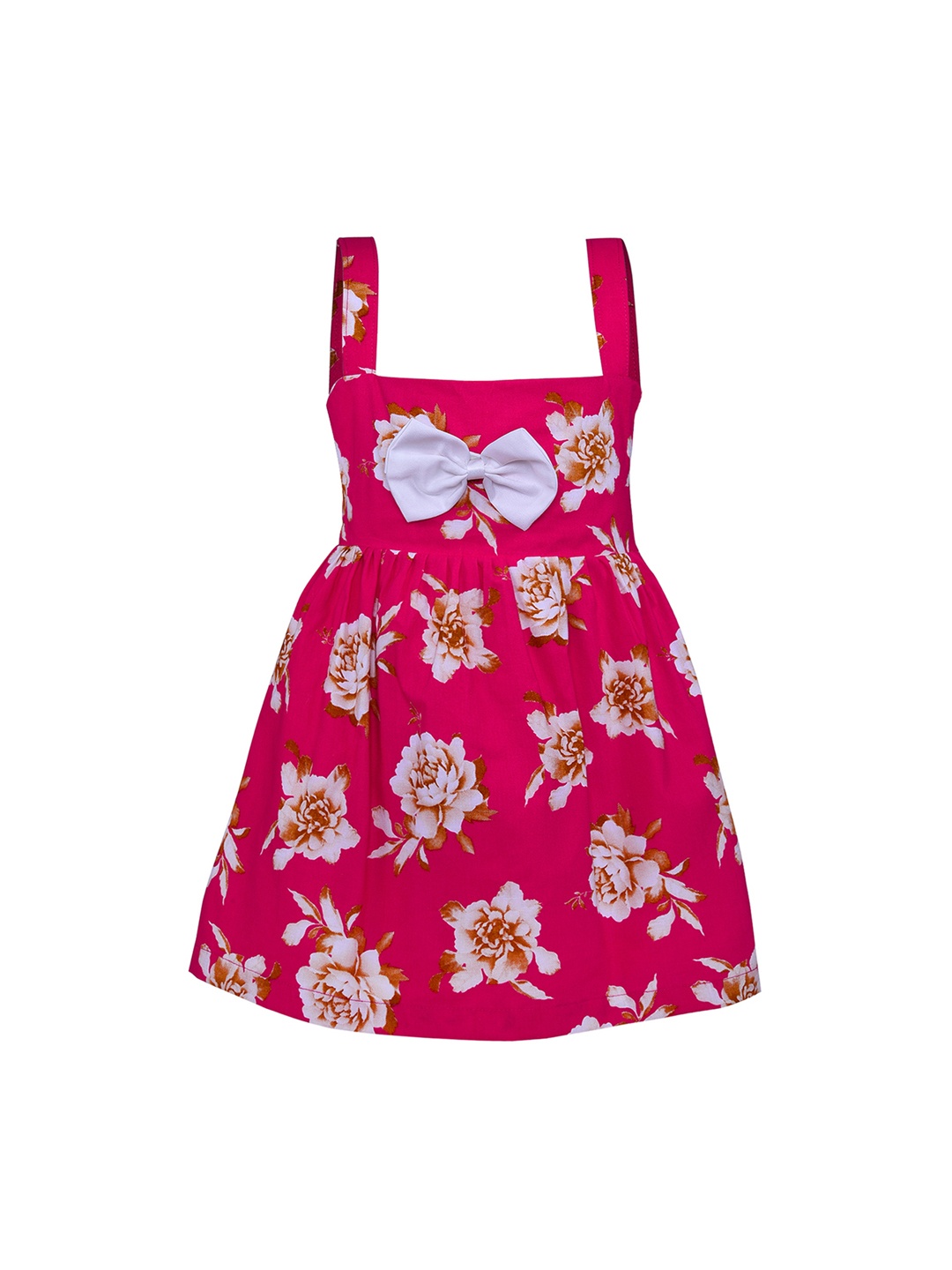 

Wish Karo Girls Pink Floral Print Fit and Flare Dress