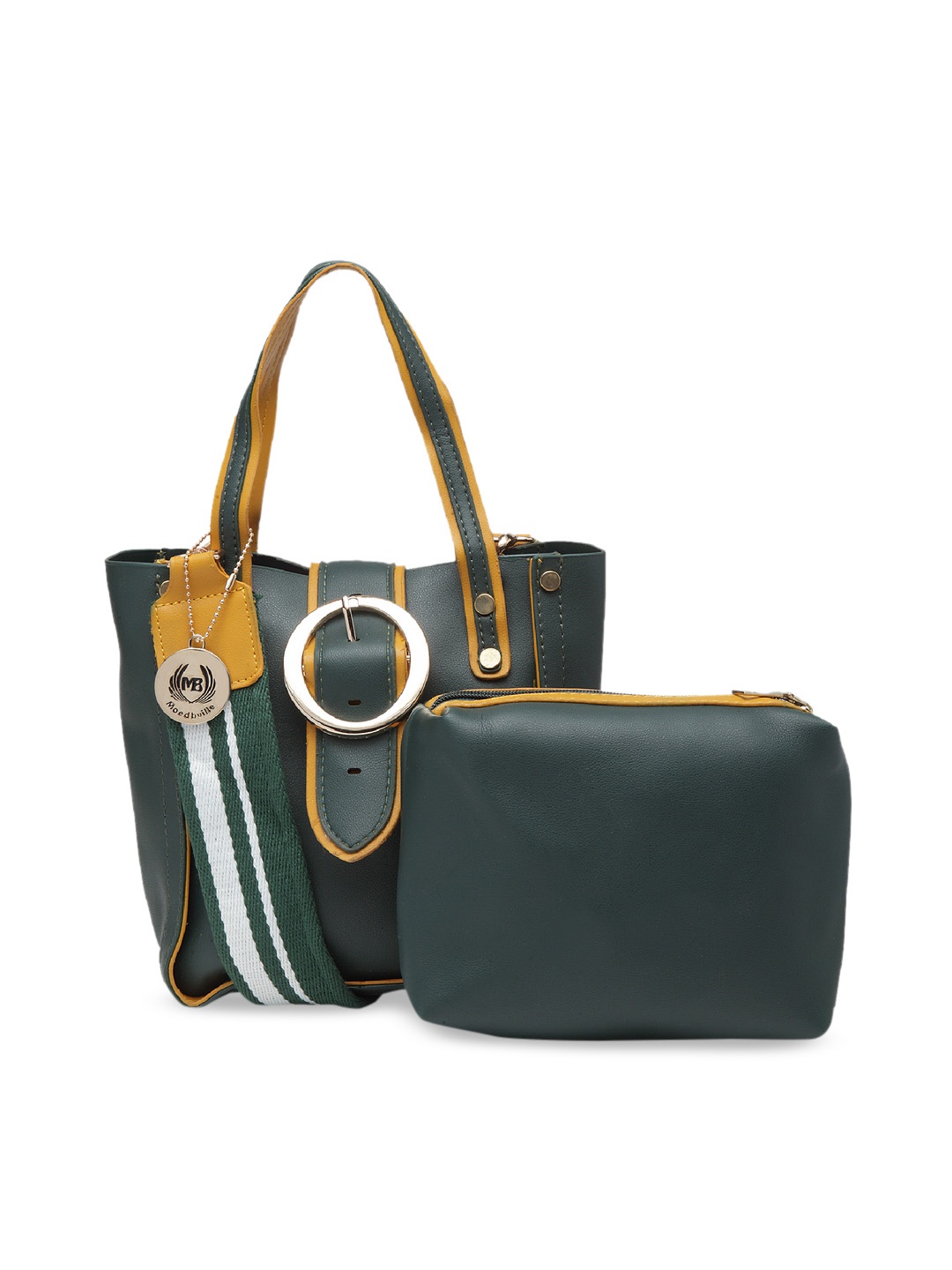 

Moedbuille Green & Mustard Colourblocked Shoulder Bag