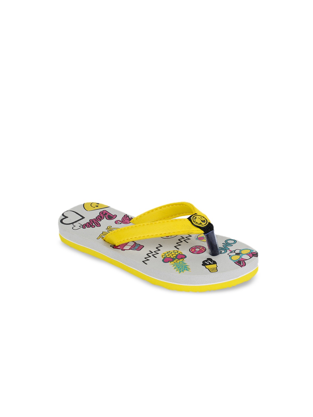 

toothless Girls Grey & Yellow Printed Barbie Thong Flip-Flops