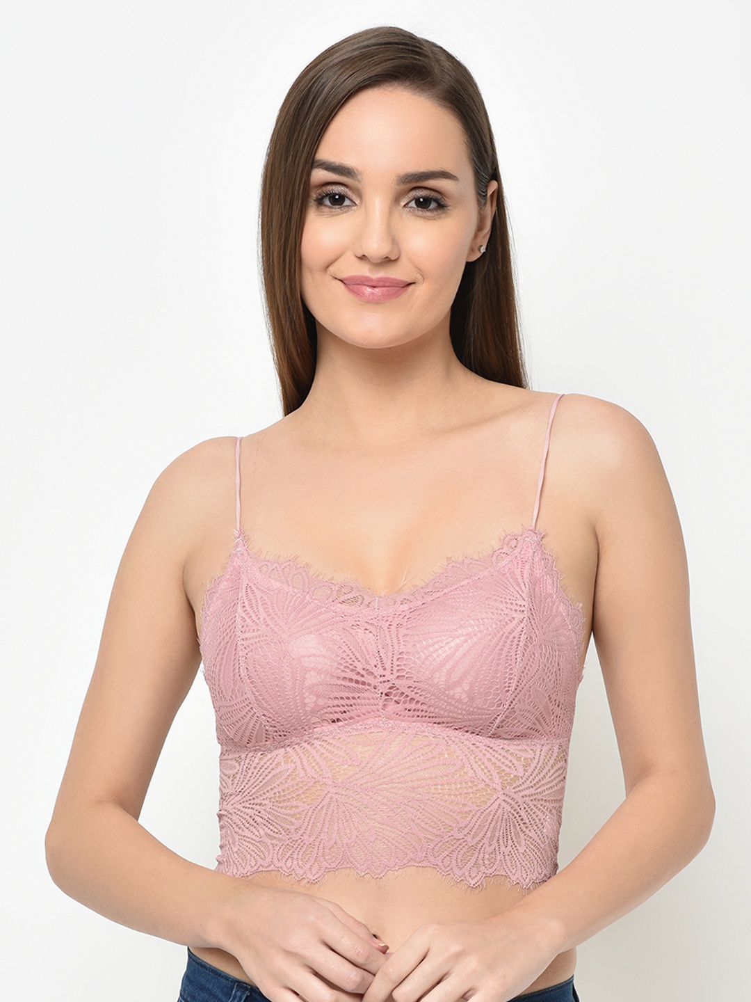 

Da Intimo Pink Lace Non-Wired Non Padded Bralette Bra
