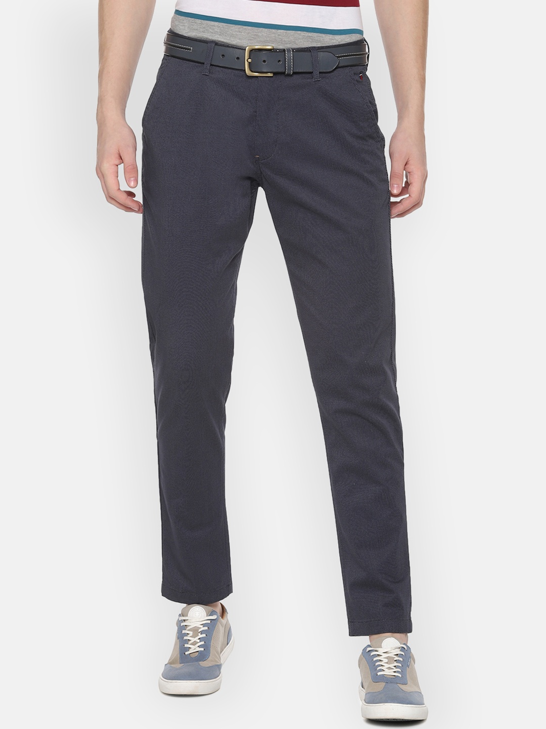 

Louis Philippe Sport Men Navy Blue Slim Fit Self Design Regular Trousers