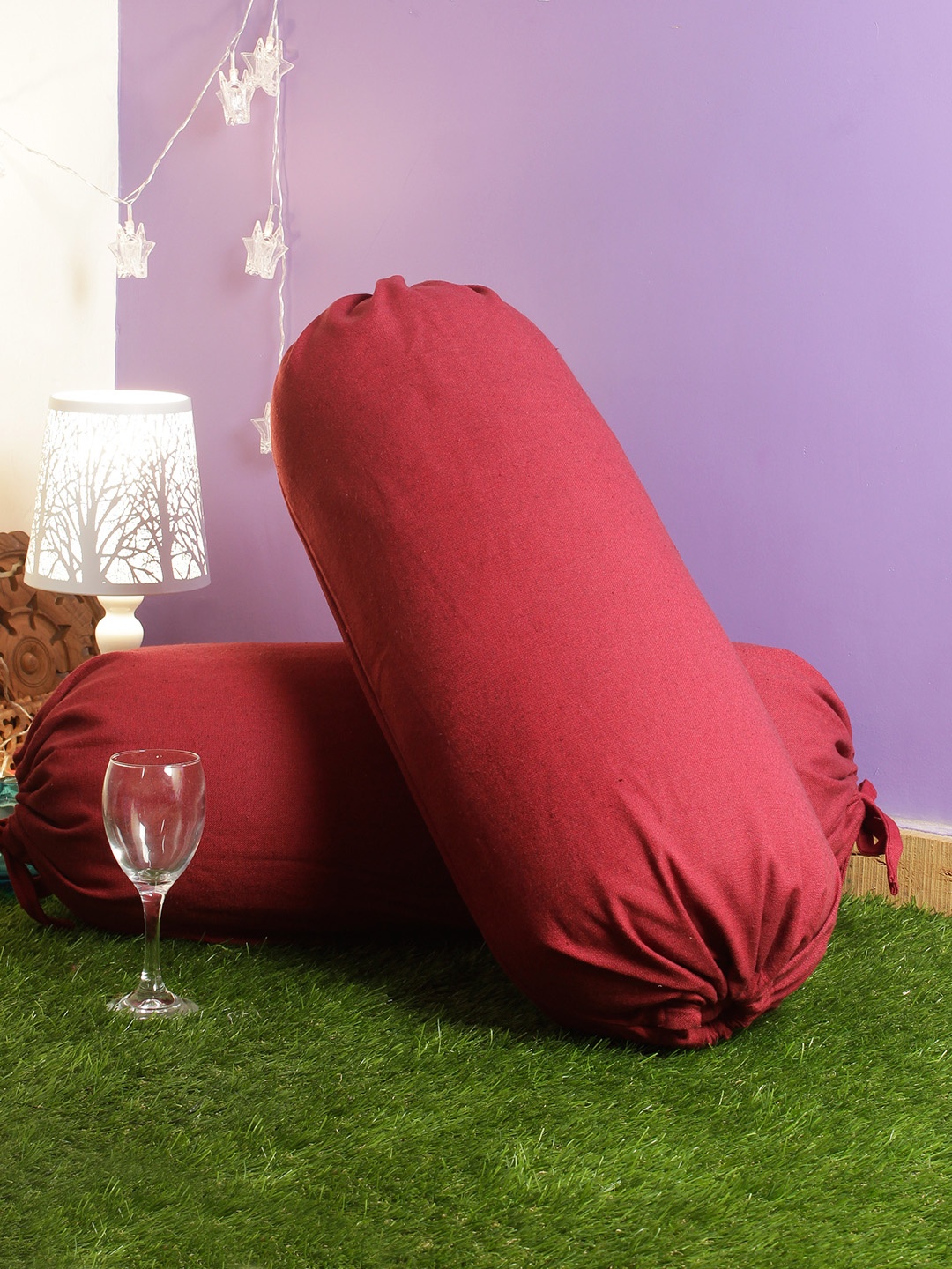 

Soumya Set of 2 Red Solid Bolster Covers