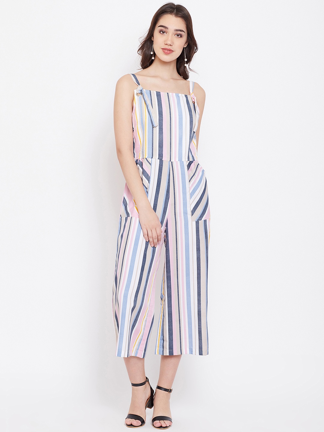 

PURYS Women Multicoloured Striped Culotte Jumpsuit, Multi